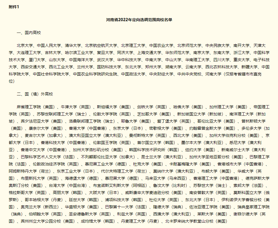 河南省2022年定向选调范围高校名单.png